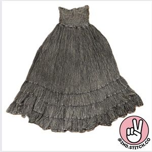 Earthbound Trading Co maxi/midi strapless/halter boho style tiered gray dress